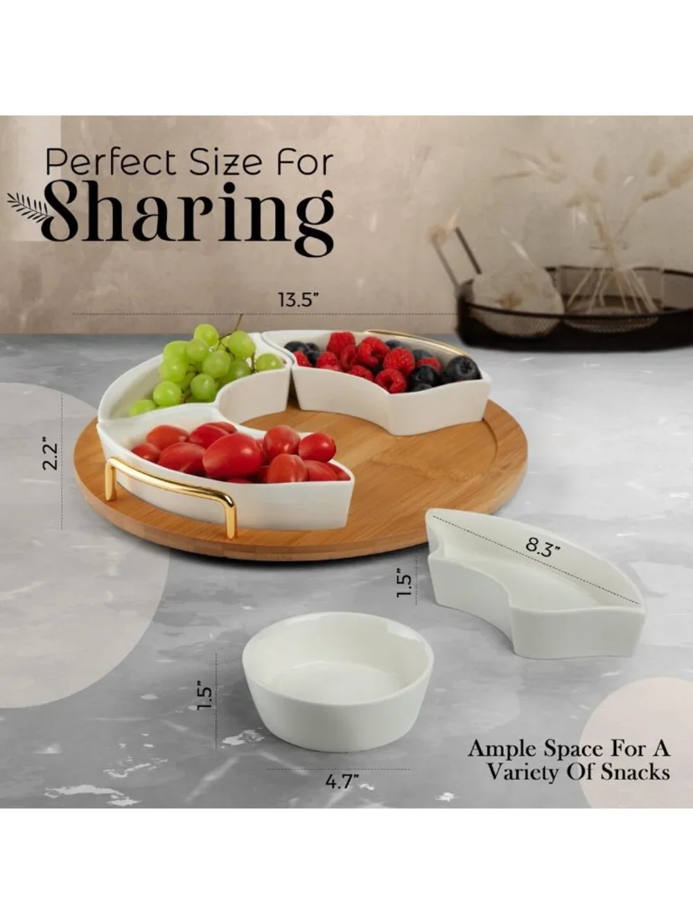 13.5” Divided Chip & Dip Serving Set - Appetizer Platters, Party Trays & Lazy